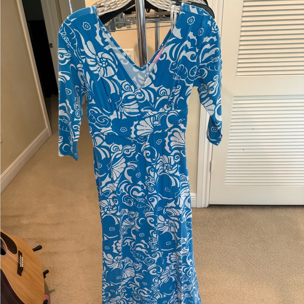 Lilly Pulitzer Blue and White Long Sleeve Dress